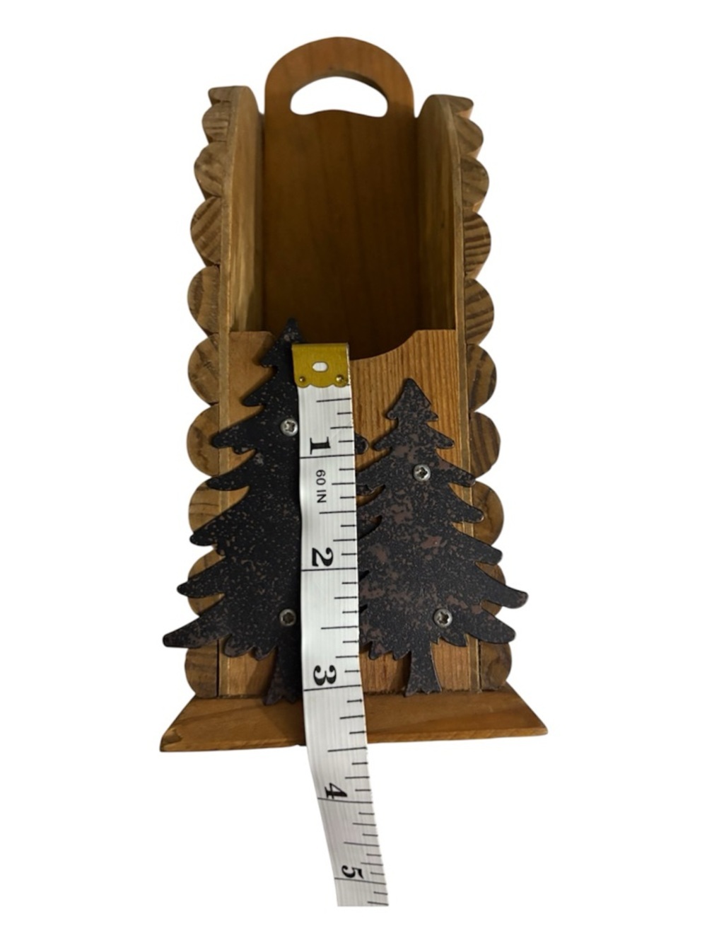 Wooden Slotted Utensil /Stationery Holder with Metal Tree Accent - Brown - Picture 10 of 10